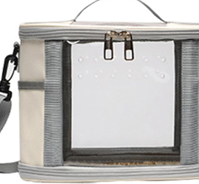 Bird Carrier Bag Bird Travel Cage Small Animal Carrier Guinea Pig Carrier for Budgies, Sugar, Glider Small Pets Lovebirds, Beige L