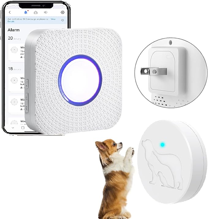 EverNary Dog Door Bell for Potty Training to Go Outside, WiFi Doggie Door Bell, Wireless Doggy Doorbell with Phone App,Waterproof Touch Button with Large Activate Range (1 WiFi Receiver 1 Button)