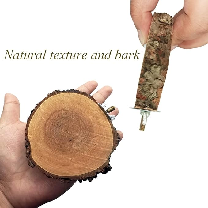 Hamiledyi Wood Bird Perch 4PCS Natural Wooden Stand Platform Parrot Cage Accessories for Budgie Conure Parrot Parakeet Cockatiel Lovebird