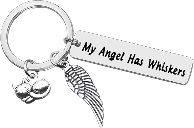 Dabihu Pet Memorial Gift Loss of Cat Keychain Sympathy Jewelry Has Whiskers Keyring In Memory of Cats Pet Sympathy Gift for Cat Lover Family Friends Remembrance Gifts