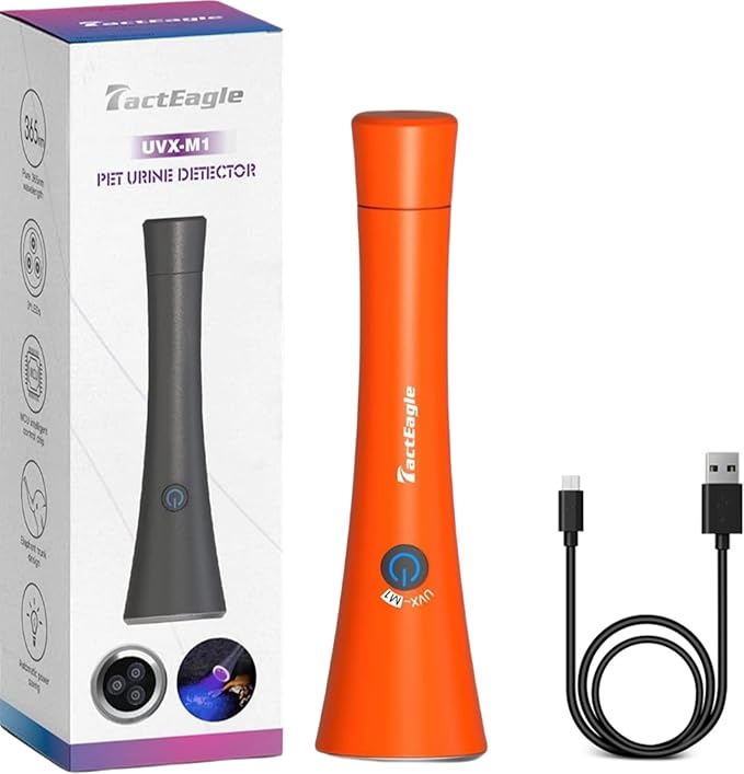 UV Flashlight Black Light, 365nm Blacklight Pet Urine Detector, Rechargeable Blacklight Flashlight for Dog/Cat Urine Stains, Bed Bug, Resin Curing, Scorpions Finder, Orange