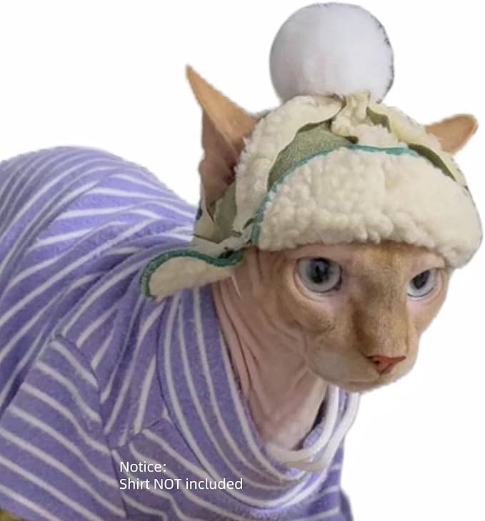 Cat Hats for Cats Only, Warm Cat‘s Beret Hat with Ear Holes, Pilot Cap Tiny Pets Party Costume, Cat Headwear Mini Hat SnugFit Sliding Toggles for Best Fit (Avocado, Small (4-9.9 lbs))