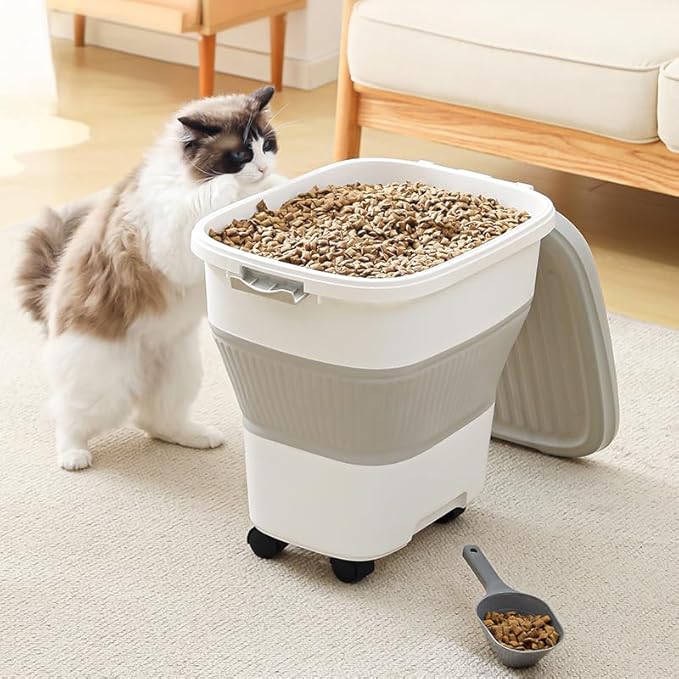 35 lbs Dog Food Storage Container,Collapsible Dog Food Container with Scoop,Pet Food Storage Containers to Keep Dry Food Fresh,Easy to Move