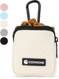 Waterproof Dog Treat Pouch, Dog Training Treat Pouch Built in Poop Bag Dispenser Adjustable Shoulder Bag (BLK) (Beige Small Pouch)
