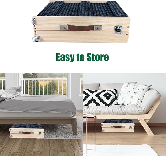 Okydoky Small Dog Ramp, Adjustable Portable Folding Wooden Pet Ramp, 32" Long with Non-Slip Traction Mat, Adjustable from 9" to 17.5", Dog Climbing Ladder for Sofa,Couch,Car (Grey) NO.LGPT1