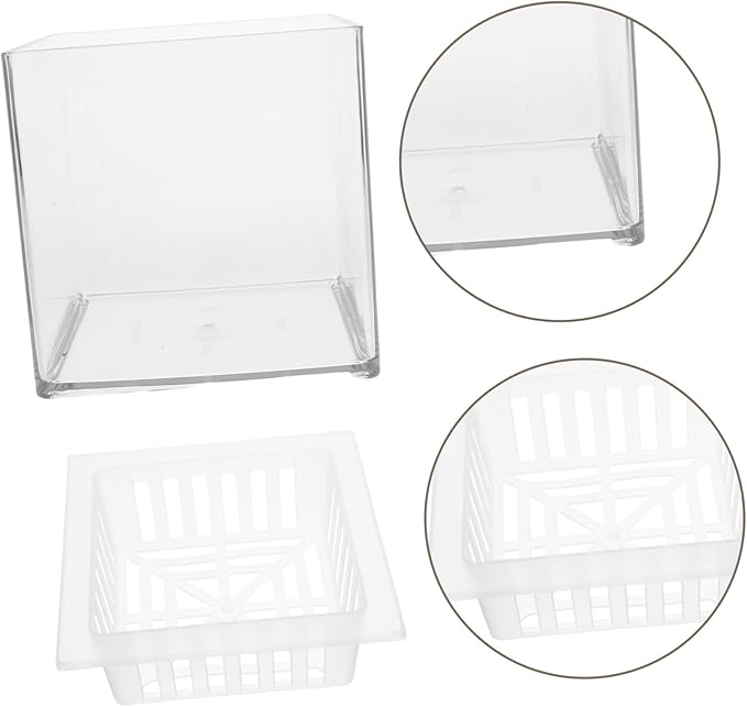 BESTonZON Clear Plastic Fish Breeding Box Hydroponic Aquarium Planter with Plant Basket Versatile Desktop Tank for Betta Fish Guppies and Aquatic Decor Home Office Settings