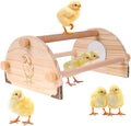 Pine Chicken Perch with Mirror and Metal Corners, Strong Solid Mini Small Chick Jungle Gym Roosting Bar, Chicken Toys for Coop and Brooder, Training Perch Toys for Large Bird, Parrot, Macaw, Hens