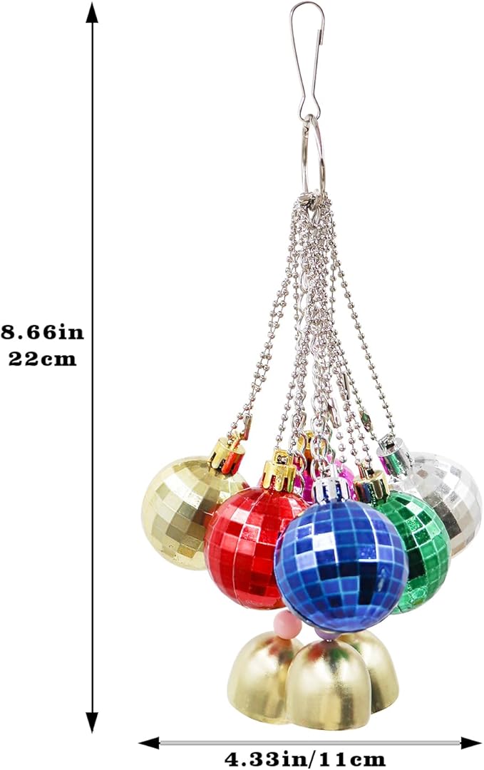 Bird Toys - Parrot Ball With Bells, Colorful Chewing Toys, Cage Accessories for Parakeets, Cockatiels