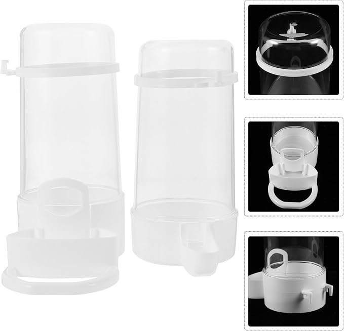 2pcs Automatic Bird Cage Feeder and Water Bottle Set, Parrot Cage Feeder with Food Dispenser, Bird Feeding and Watering Supplies for Cockatiels and Parakeets