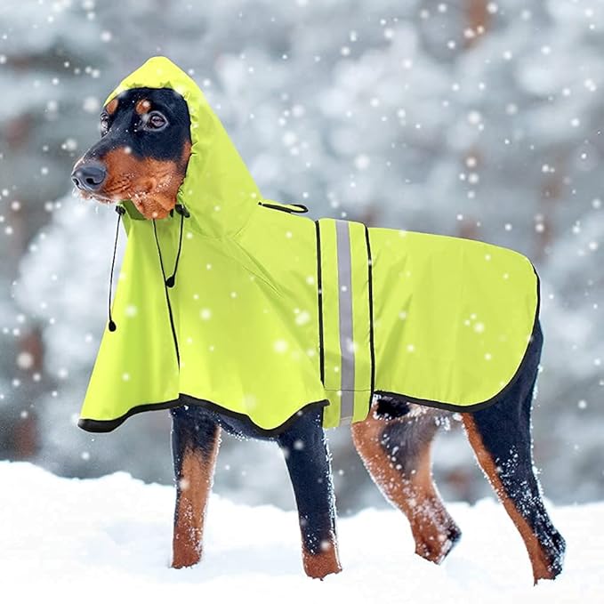 Waterproof Raincoats for Dogs - Adjustable Pet Raincoat Jacket, Lightweight Dog Hooded Rain Coat Waterproof Rain Poncho for Small to X- Large Dogs and Puppies (Neon Green, Large)