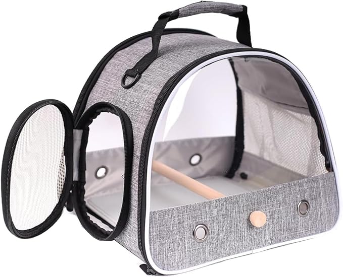 Portable Bird Carrier, Pet Travel Transport Cage for Small Animals (Grey, DWL)