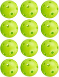 12Pcs Cat Ball Toy, Low Noise No Bells Holey Plastic Cat Balls, Funny Interactive Cats Toys for Indoor Cats, Firm Toy Balls for Kitten Puppy Ferret Bird (1.65", Green)