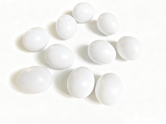 Azatemgo 10 Pack Small Plastic Parrot Eggs - 1.03 Inch Fake Bird Eggs for Training, Nesting Box & Stopping Egg Laying for Lovebirds, Cockatiels, Parakeets, Finches
