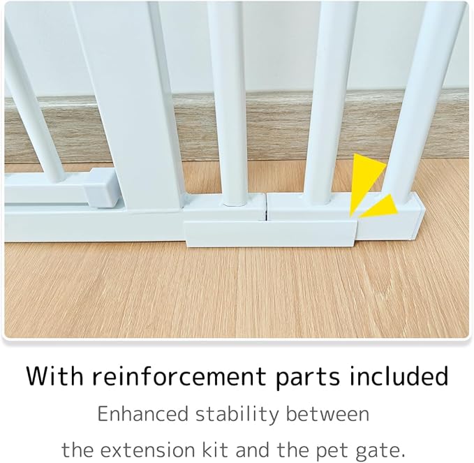 Lumizone Extra Tall Cat Gate Extension Kit 61.02" High Pressure Mounted 2025 New 16.73" Extra Wide 1.37" Gap No Drilling Tall Pet Gate for Dogs (White, 61.02" H x 16.73" W, Extension)