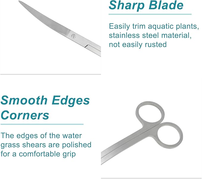 Stainless Steel Aquarium Scissors, Wave Design, Professional Aquaplant Maintenance Tool, Silver Tone, 1 Pcs