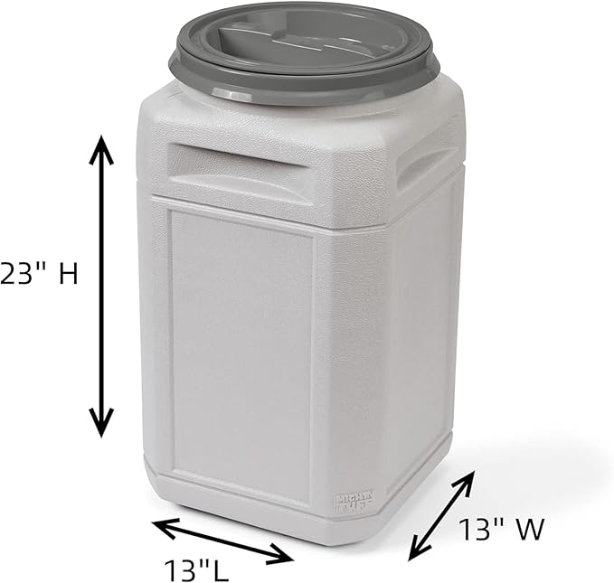 Mighty Tuff 13 Gallon, 54 Lbs Capacity, BPA-Free Pet Food Storage Container with Rolling Dolly on Wheels and Perfect Portion Scoop, Mobile Solution for Air-Tight Pet Food Storage