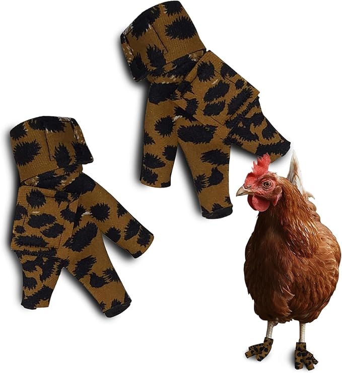 Chicken Shoes for Injured Feet – Protective Neoprene Footwear for Chicken, Open-Toe Design for Bumblefoot Relief, Made in USA (Chicken Shoes, Leopard, Medium Chickens)