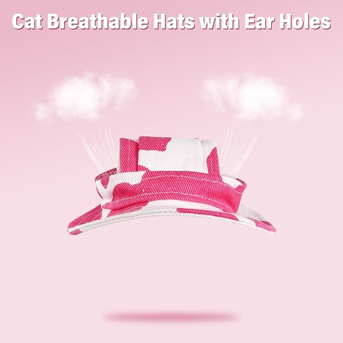 DENTRUN Cat Hats for Cats Only, Cat Cowboy Hats with Ear Holes Tiny Pets Birthday Party Costume, Cat Headwear Mini Cowboy Hat, Funny Sombrero Kitten Hat Chihuahua Beanie Cap Party Decorations