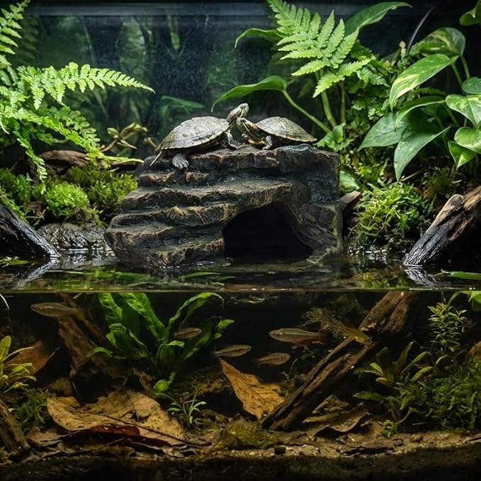 Reptile Tank Accessories, Turtle Tank Decor, Aquarium Caves, Perfect Gecko Hide, Fish Aquarium Decor, Professional Turtle Basking Platform (Antique)