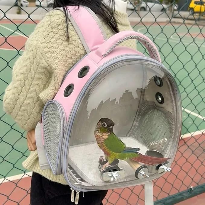 Bird Carrier Travel Cage Backpack with Perch, Breathable Portable Transport Bag for Parrot and Small Birds Outdoor Use (B1)