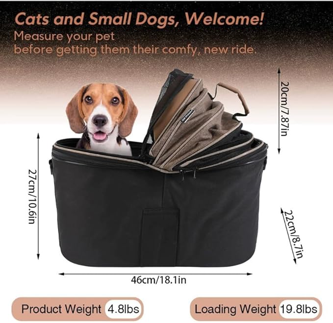 Foldable Bike Pet Rear Basket with Safety Leash & Comfort Pad, Universal Heavy Duty Rear Mount Carrier for Small Medium Dogs Cats Cycling Travel