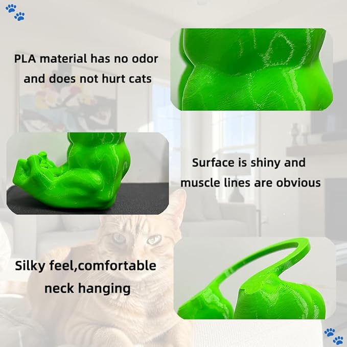 Creative Cat Muscle Arms, 3D Printed Cat Muscle Arm, Halloween Costume Accessory,Funny Muscle Arms for Cats,Cats with Muscular Arms for Kitten Birthday Party Supplies(Green)