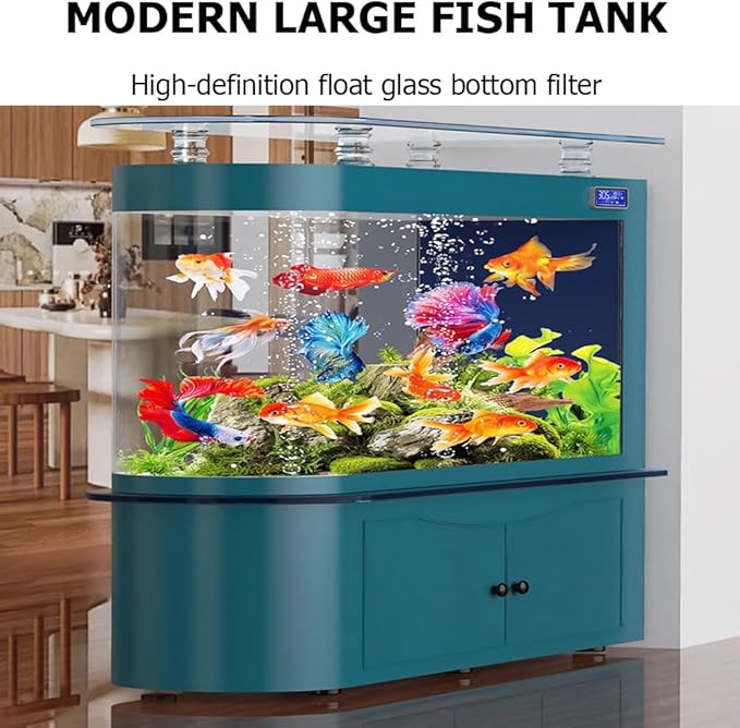68 Gallon Aquarium Fish Tank,LCD Screen,Large Glass Fishbowl,Bottom Filtration,Heavy Duty Glass Aquarium Kit,Ultra-High-Definition Glass,Screen Display Fish Tan,D