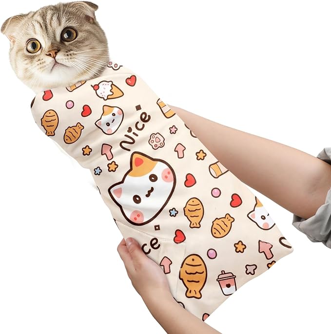 35.5 in Extra Large Cat Wrap for Cutting Nails, Self-Adhesive Cat Grooming Wrap Orange Anti-Escape Cat Restraint for Nail Clipping Cat Swaddle Wrap Cat Wrapping Cloth for Pet Cleaning and Beauty