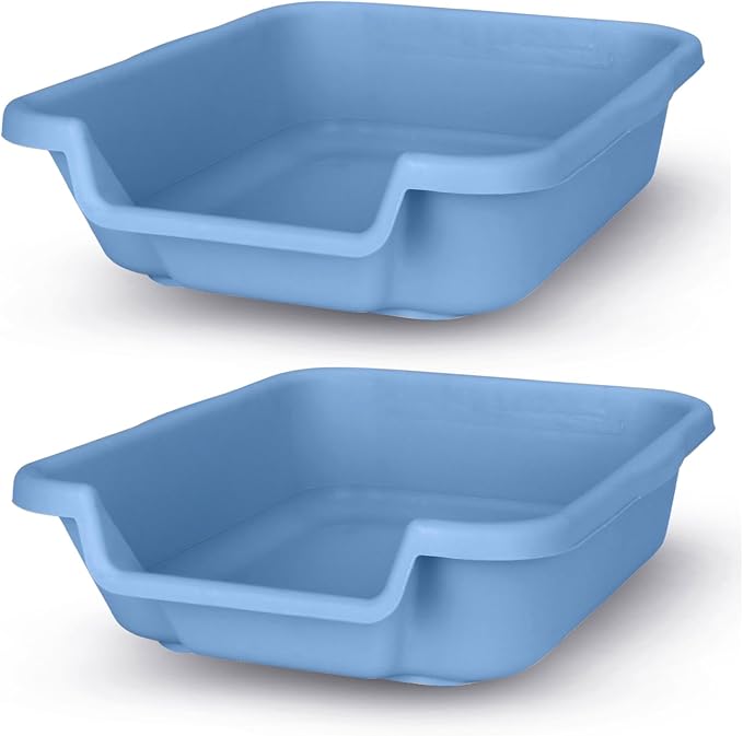 Dog Litter Box, Blue Color, Small Size, Durable & Pet Safe Puppy Litter Box, Indoor Open Top Entry Dog Litter Pan, Comfortable for Dogs, Great for Small Dogs up to 6 lbs (2 Pack)