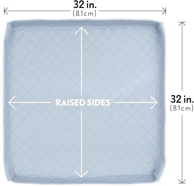 Paw Inspired Critter Box Dog Pad, Large Reusable Puppy Pad for Potty Training, Whelping, or Litter Box Mat, Washable Pee Pad with Soft Raised Sides to Prevent Leaks, 32x32 Inch