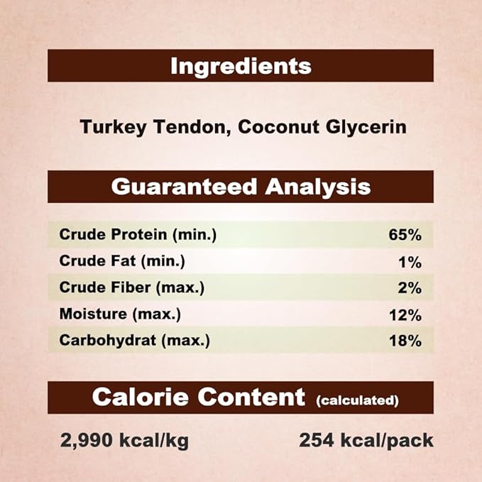 A Freschi srl Turkey Tendons for Dogs, Long-Lasting, Hypoallergenic Rawhide Alternative, Human Grade, Healthy Puppy Chews, Natural Dog Treats for Small Dogs, Strips, 10 Pack Box