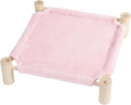 Patas Lague Cat and Dog Hammock Bed for Small Dogs, Brethable Wooden Cat Pet Rabbit Elevated Outdoor Bed Cots Furniture for All Seasons Fleece Pink