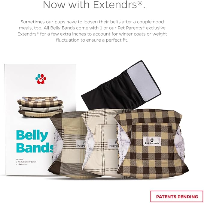 Pet Parents® Washable Belly Bands for Male Dogs (3pack) + Extendrs® of Durable Dog Diapers Male, Premium Male Dog Diapers & Dog Wraps (Small, Oxford)