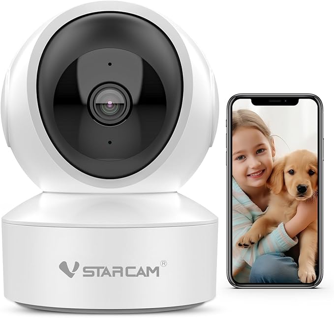 VSTARCAM 720P Wide-Angle One Lens Wireless Indoor Cameras for Home Security, Color Night Vision, Motion Detection, Two-Way Audio