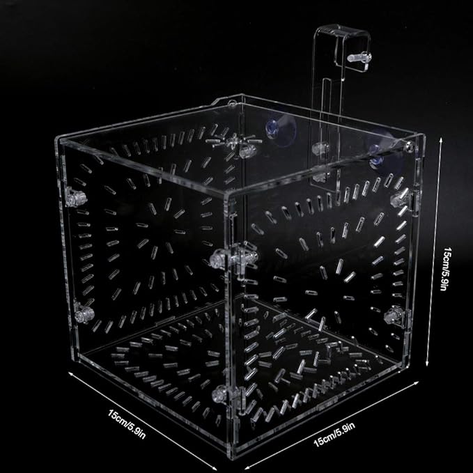 Fish Tank Breeding Box Aquarium Isolation Box Transparent Acrylic Fish Tank Incubation Box for Aggressive Injured Sick Fish Shrimp 15x15x15cm 30x15x15cm 20x20x20cm (15CM*15CM*15CM)