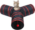3 Way Cat Tunnel Collapsible Fun Pet Play Tube Toys for Cats, Kittens, Puppies & Rabbits - Portable Tunnel with Hanging Ball for Indoor Play, Hideout & Exercise