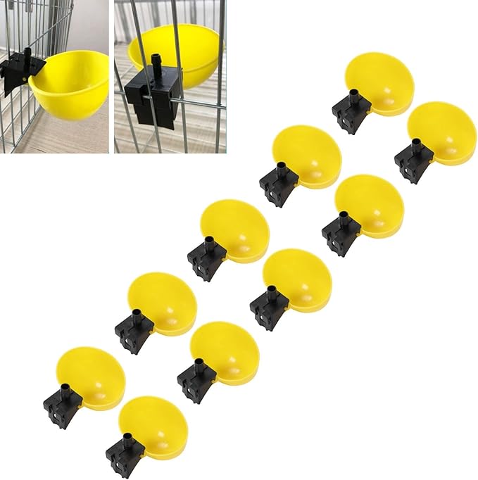 Zerodis 10Pcs Automatic Bird Water Feeder, Platic Pet Water Dispenser Cage Parakeet Watering Feeder Bird Supplies Suitable for Chicken Quail Poultry Drinking Feeding