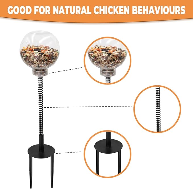 Oooct 4 Pack Chicken Peck Toy - Chicken Enrichment Toys with Swing Feeder & Slow Feeder for Hens, Ducks, Parrots