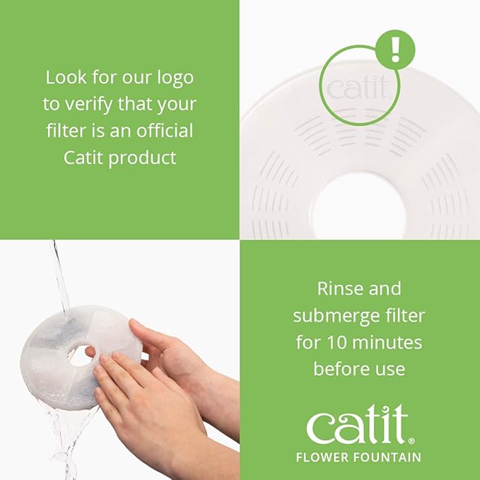 Catit LED Flower Fountain with Triple Action Filter, Cat Drinking Water Fountain, 3 L