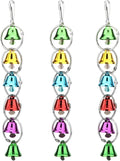 3Pcs Bird Bells Toy Chewing Hanging Ring Toy Cage Bite Colorful Bells Chandelier Parrot Cage Craft Toys for Pet Budgie Parakeet Cockatiel Macaw African Grey Lovebird Quaker Parrot