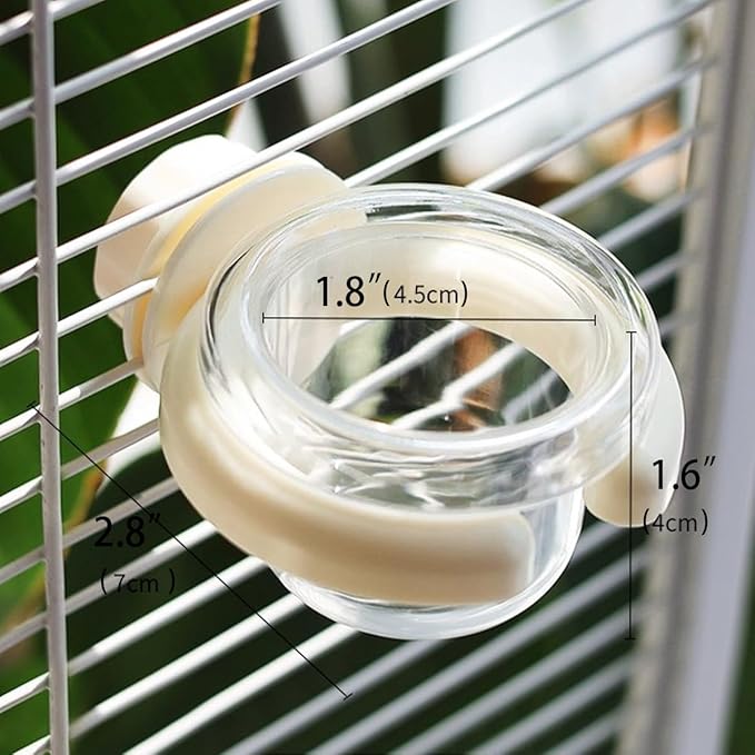2 pcs Detachable Transparent Bowls with White Stand for Canary Finch Parrot Seed Water Feeder