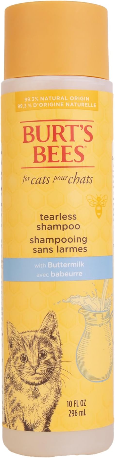 Burt's Bees for Pets Tearless Kitten Shampoo with Buttermilk and Honey, Gentle Cat Shampoo for Itchy Skin and Sensitive Coats, Easy Rinse Low Lather Formula, 99.3% Natural Origin, 10 Fl Oz - 2 Pack