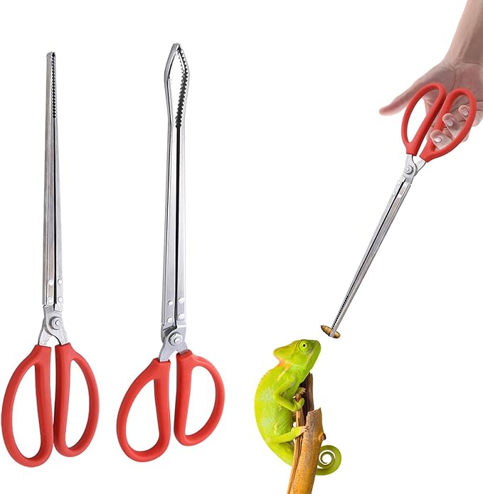 2PCS Snake Feeding Tongs, 15 Inch Heavy Duty Reptile Feeding Tongs, Extra Long Tweezers for Corn Ball Python Accessories, Bearded Dragon Reptile Tank Accessories Terrarium Supplies