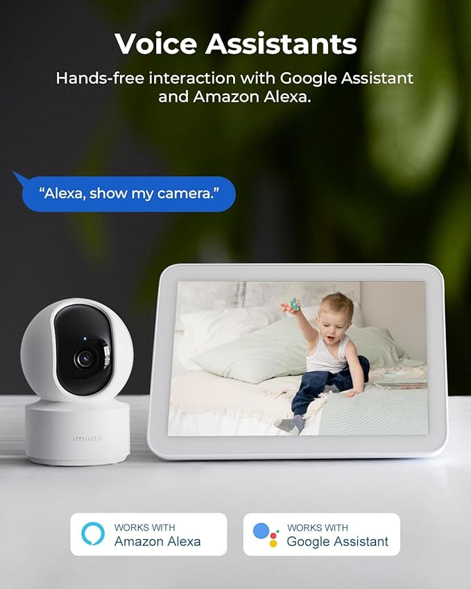 IMILAB C21 2.5K Security Camera Indoor, 360° View Room Camera for Bedroom, Dog Cat Cam w/Phone App, Indoor Cam for Baby Kids Pet Monitor, Night Vision, Two Way Audio, 2.4GHz WiFi, Local/Cloud Storage