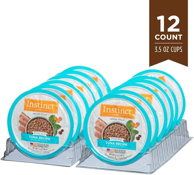 Instinct Original Minced Natural Wet Cat Food, Grain Free Recipe - Real Tuna, 3.5 oz. Cups (Pack of 12)