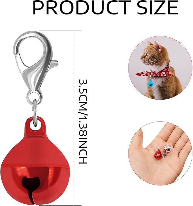 BLMHTWO 8PCS Dog Collar Bells, 1.38inch Bells Charm, Colorful Pet Collar Bells Kitty & Puppy Loud Bell Pendant with Clasps for Dog & Cat Collar DIY Craft Decoration(Multi Color) Small