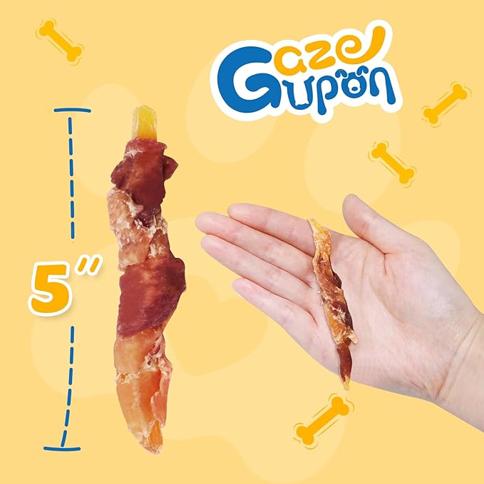 gazeupon Dog Treats, Chicken&Duck Wrapped Sweet Potato, Healthy Training Snacks for Small Medium Dogs, Rawhide Free,14.1 oz