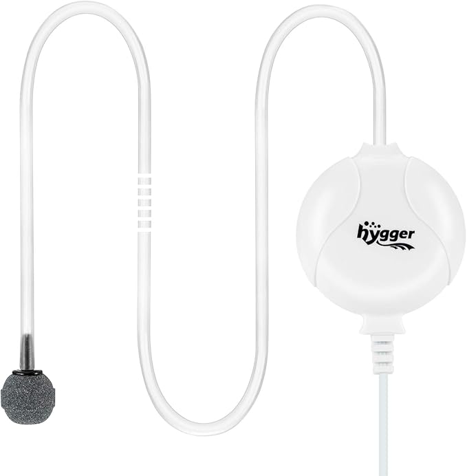 hygger Quiet Aquarium Air Pump 1.5 Watt Energy Saving Mini Oxygen Pump for 1-15 Gallon Fish Tank with Accessories White