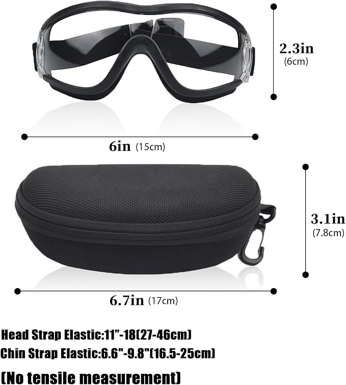 Dog Sunglasses Pet Goggles for Medium Large UV Protection Wind Protection Dust Protection Adjustable Strap Dog Glasses Suitable for Snow Beach Motorcycle (Black Frame Transparent)