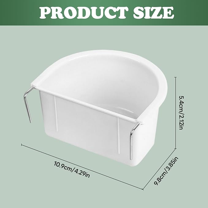 2 Pieces Bird Feeding Dish Bird Cage Accessories, Easy to Install, Hanging Feeding Bowl Parrot Cage Feeder Sturdy for Budgie, 10.9cmx9.8cmx5.4cm